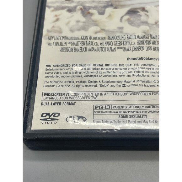 The Notebook DVD 2004 Wide Screen New Line Cinema PG-13 124 Minutes READ - Picture 5 of 7